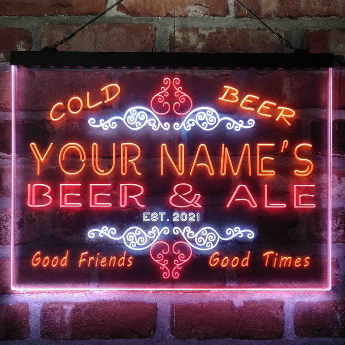 Personalized Beer & Ale Bar Deluxe App-Enabled 3-Color LED Light Sign - Way Up Gifts