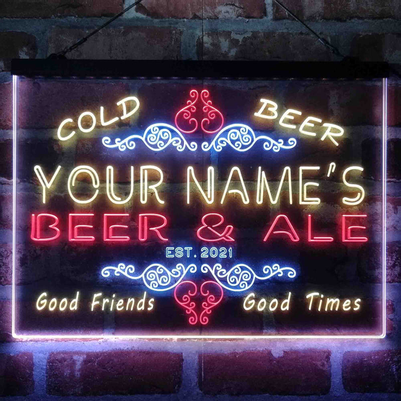 Personalized Beer & Ale Bar Deluxe App-Enabled 3-Color LED Light Sign - LED Gift Works