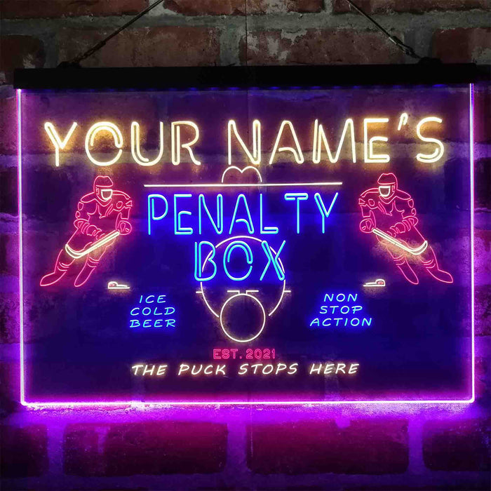 Personalized Penalty Box Hockey Deluxe App-Enabled 3-Color LED Light Sign - Way Up Gifts