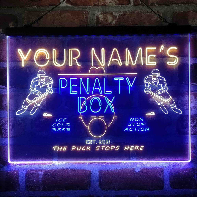 Personalized Penalty Box Hockey Deluxe App-Enabled 3-Color LED Light Sign - LED Gift Works