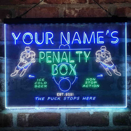 Personalized Penalty Box Hockey Deluxe App-Enabled 3-Color LED Light Sign - LED Gift Works
