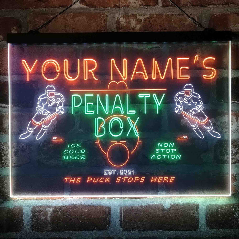 Personalized Penalty Box Hockey Deluxe App-Enabled 3-Color LED Light Sign - LED Gift Works