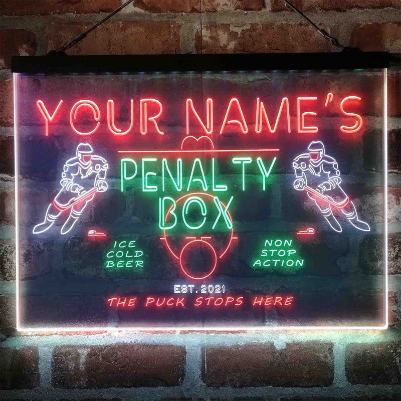 Personalized Penalty Box Hockey Deluxe App-Enabled 3-Color LED Light Sign - LED Gift Works
