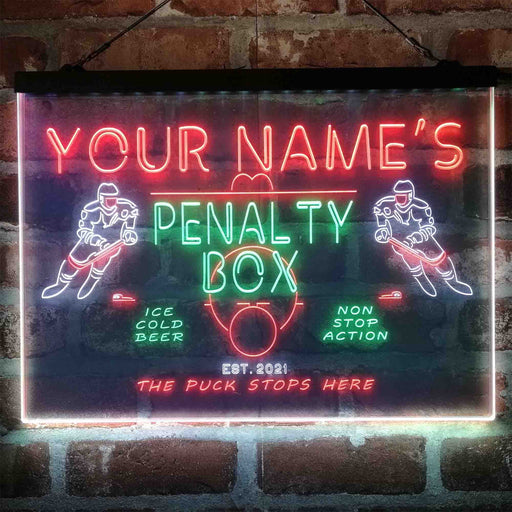 Personalized Penalty Box Hockey Deluxe App-Enabled 3-Color LED Light Sign - Way Up Gifts