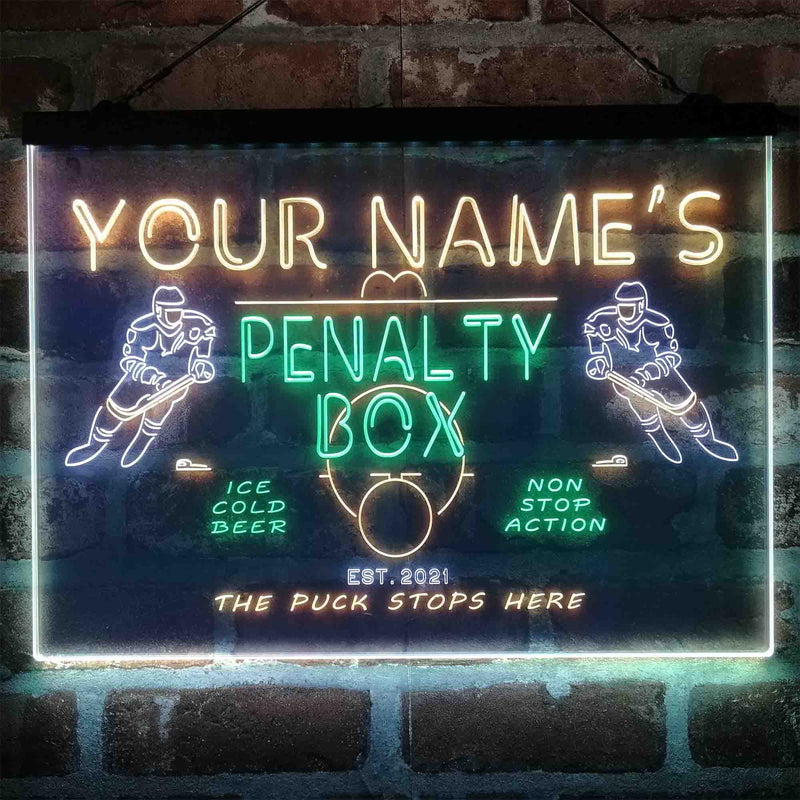 Personalized Penalty Box Hockey Deluxe App-Enabled 3-Color LED Light Sign - LED Gift Works