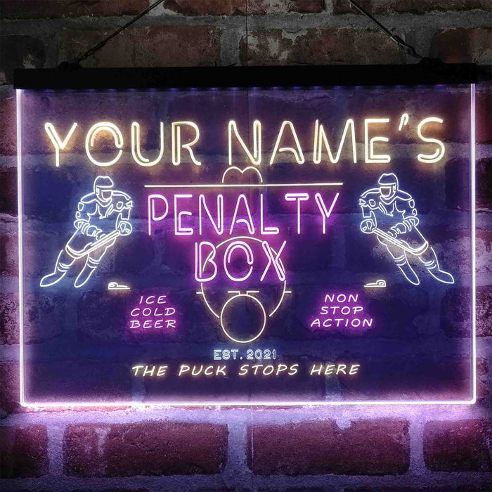 Personalized Penalty Box Hockey Deluxe App-Enabled 3-Color LED Light Sign - Way Up Gifts