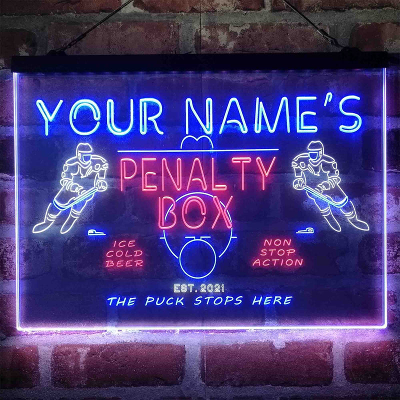 Personalized Penalty Box Hockey Deluxe App-Enabled 3-Color LED Light Sign - LED Gift Works