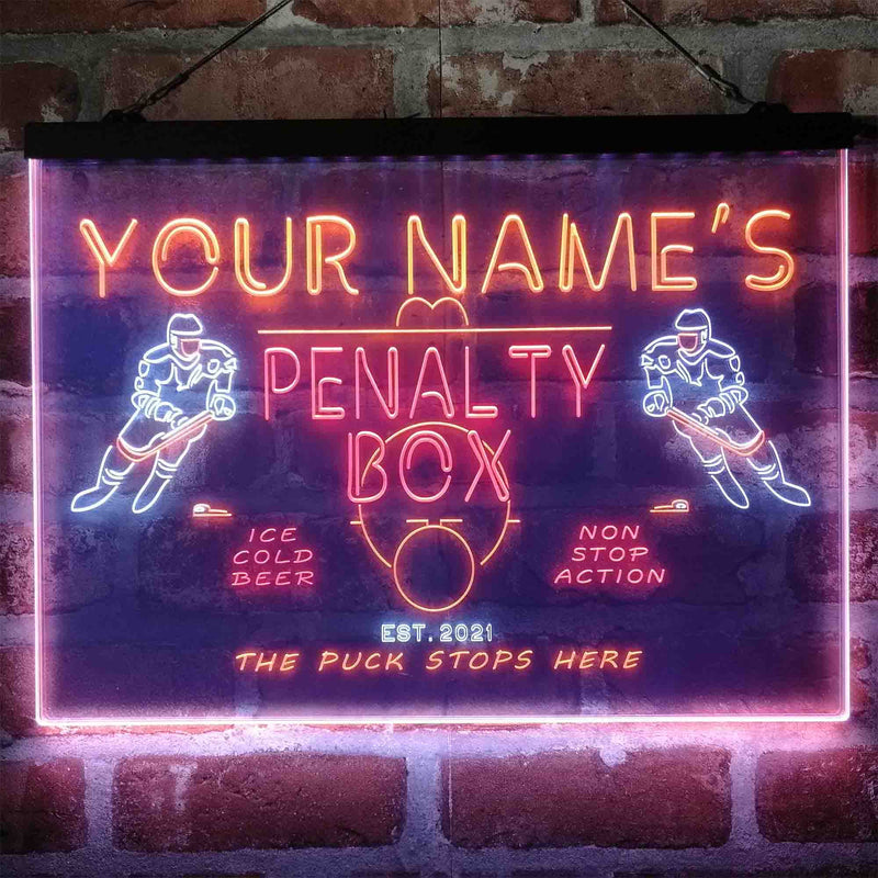 Personalized Penalty Box Hockey Deluxe App-Enabled 3-Color LED Light Sign - LED Gift Works