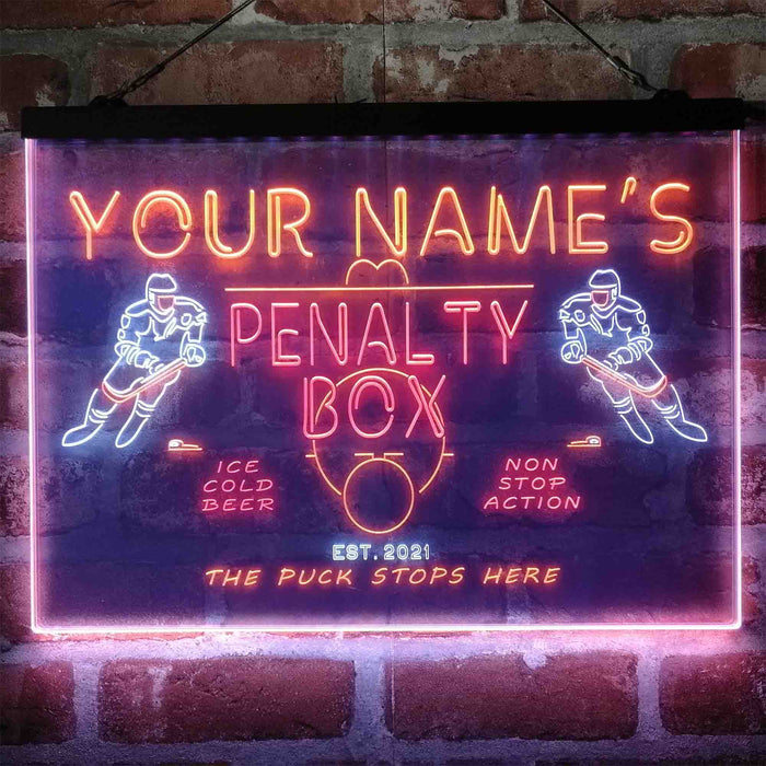 Personalized Penalty Box Hockey Deluxe App-Enabled 3-Color LED Light Sign - Way Up Gifts
