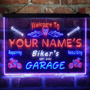 Personalized Biker's Garage Deluxe App-Enabled 3-Color LED Light Sign - LED Gift Works