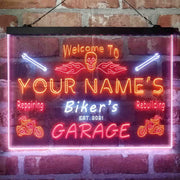 Personalized Biker's Garage Deluxe App-Enabled 3-Color LED Light Sign - LED Gift Works