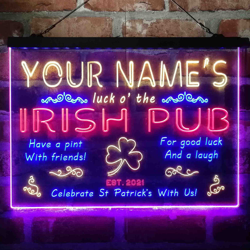 Personalized Irish Pub Deluxe App-Enabled 3-Color LED Light Sign - LED Gift Works