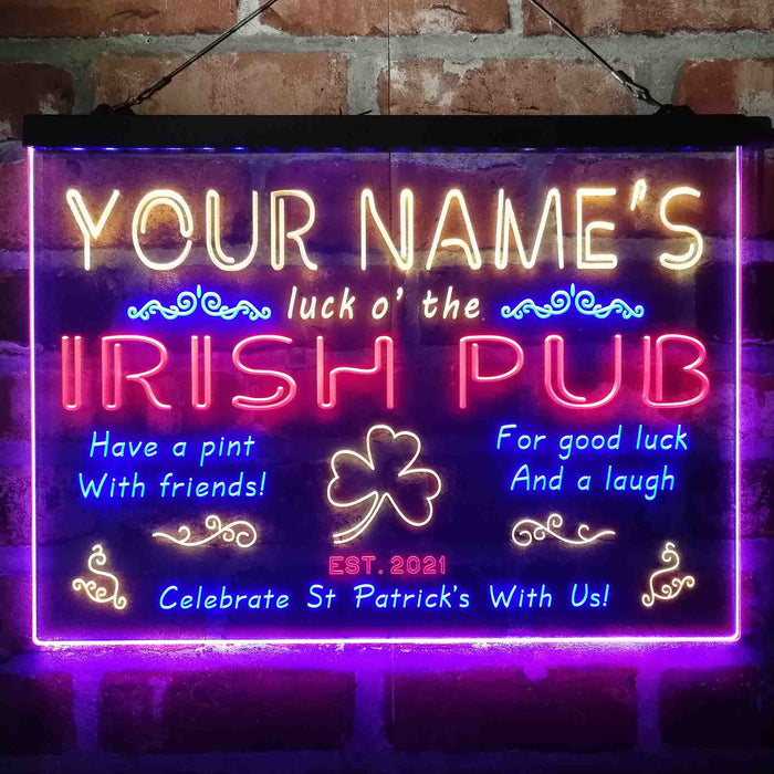 Personalized Irish Pub Deluxe App-Enabled 3-Color LED Light Sign - Way Up Gifts
