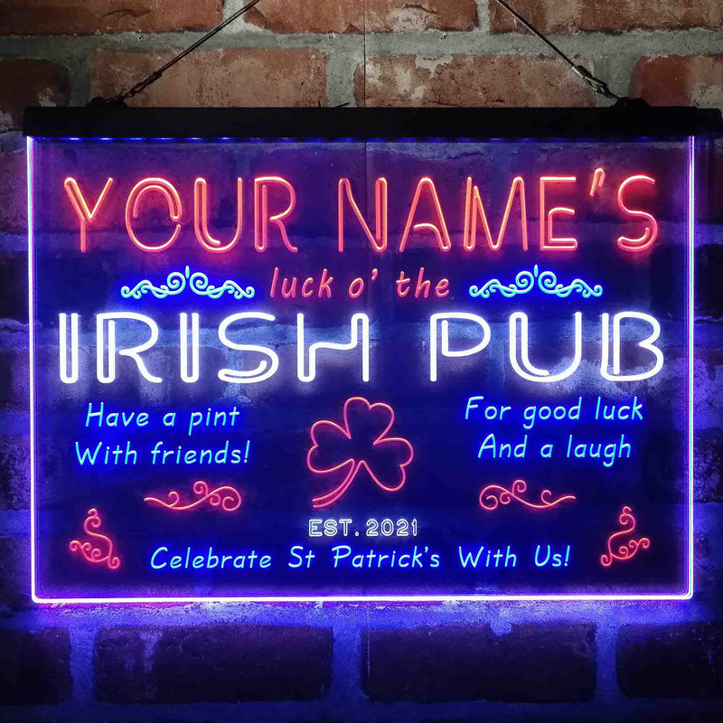 Personalized Irish Pub Deluxe App-Enabled 3-Color LED Light Sign - LED Gift Works