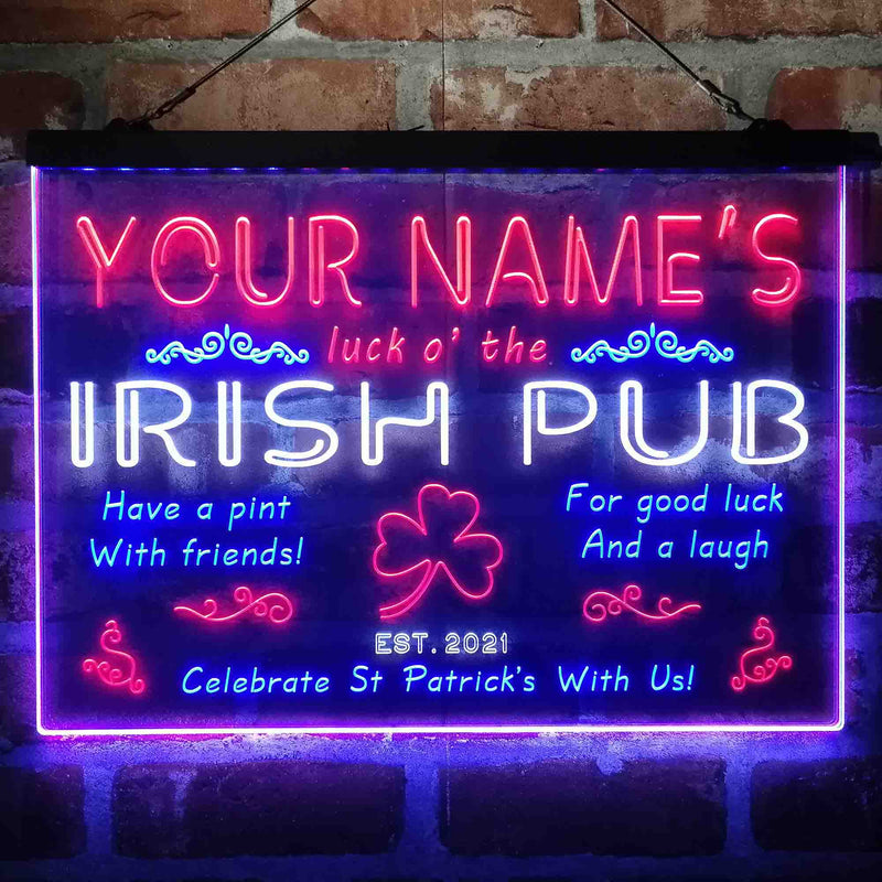 Personalized Irish Pub Deluxe App-Enabled 3-Color LED Light Sign - LED Gift Works