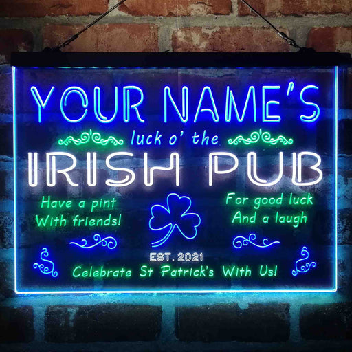 Personalized Irish Pub Deluxe App-Enabled 3-Color LED Light Sign - LED Gift Works