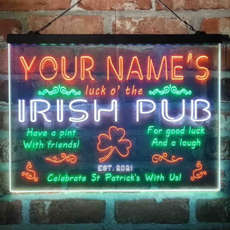 Personalized Irish Pub Deluxe App-Enabled 3-Color LED Light Sign - LED Gift Works