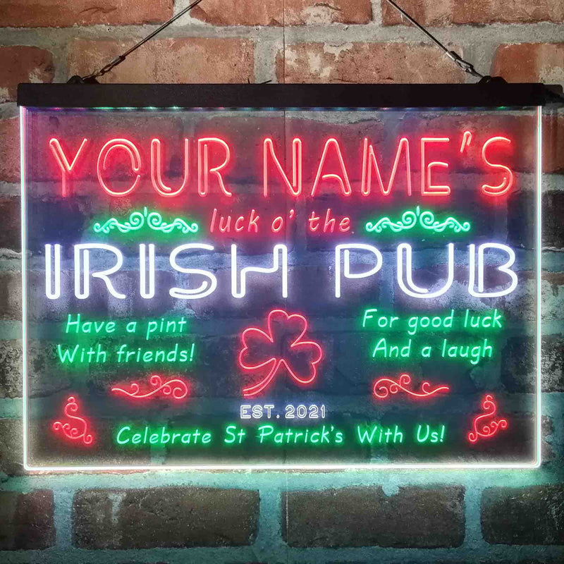 Personalized Irish Pub Deluxe App-Enabled 3-Color LED Light Sign - LED Gift Works