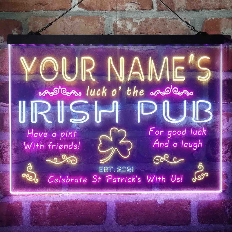 Personalized Irish Pub Deluxe App-Enabled 3-Color LED Light Sign - LED Gift Works