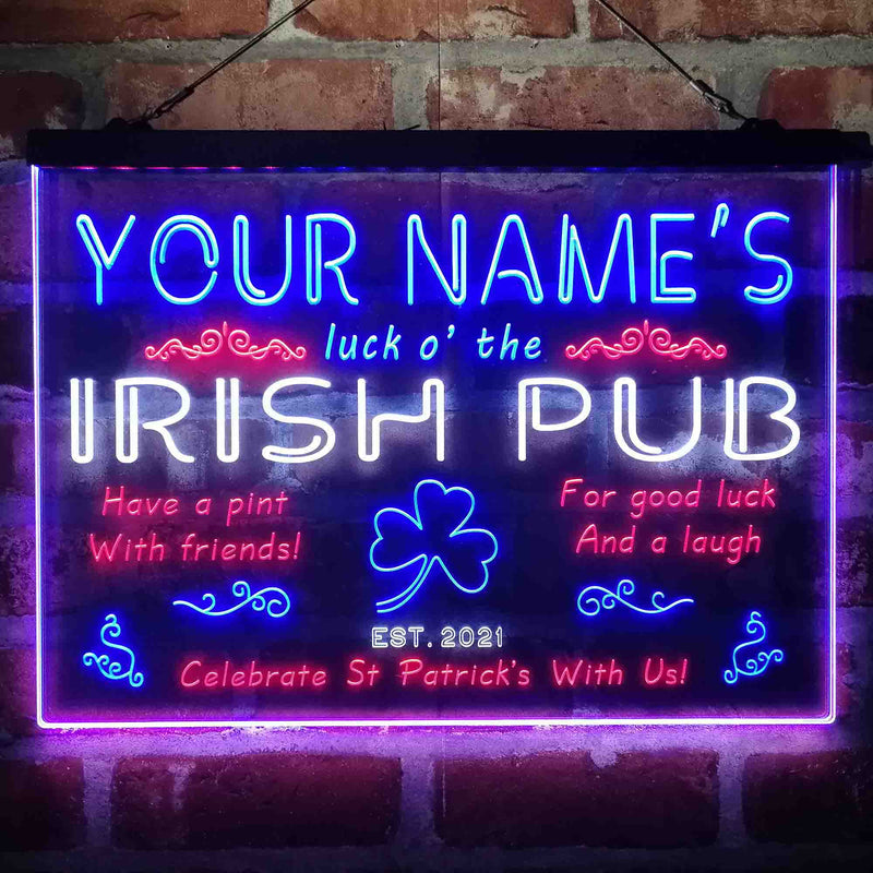 Personalized Irish Pub Deluxe App-Enabled 3-Color LED Light Sign - LED Gift Works