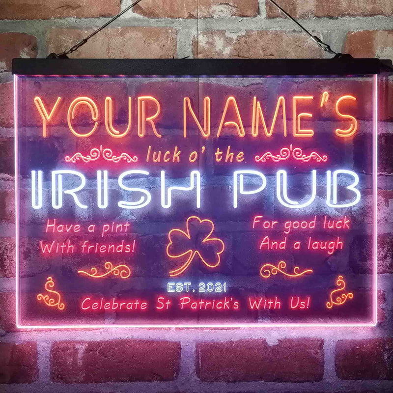 Personalized Irish Pub Deluxe App-Enabled 3-Color LED Light Sign - LED Gift Works