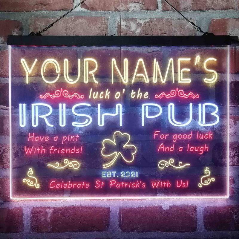 Personalized Irish Pub Deluxe App-Enabled 3-Color LED Light Sign - LED Gift Works