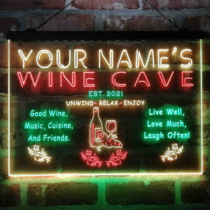 Personalized Wine Cave Deluxe App-Enabled 3-Color LED Light Sign - Way Up Gifts