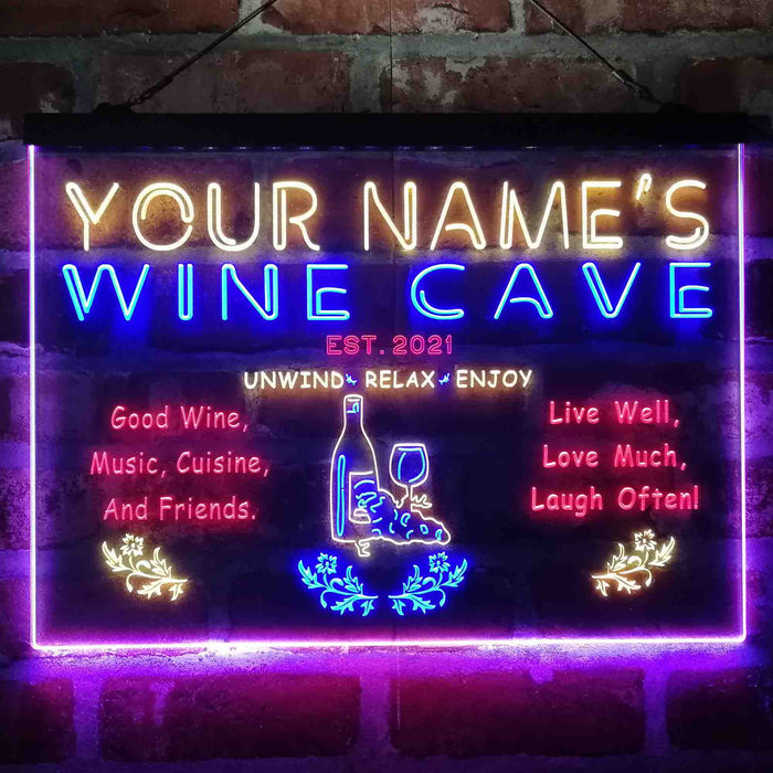 Personalized Wine Cave Deluxe App-Enabled 3-Color LED Light Sign - Way Up Gifts