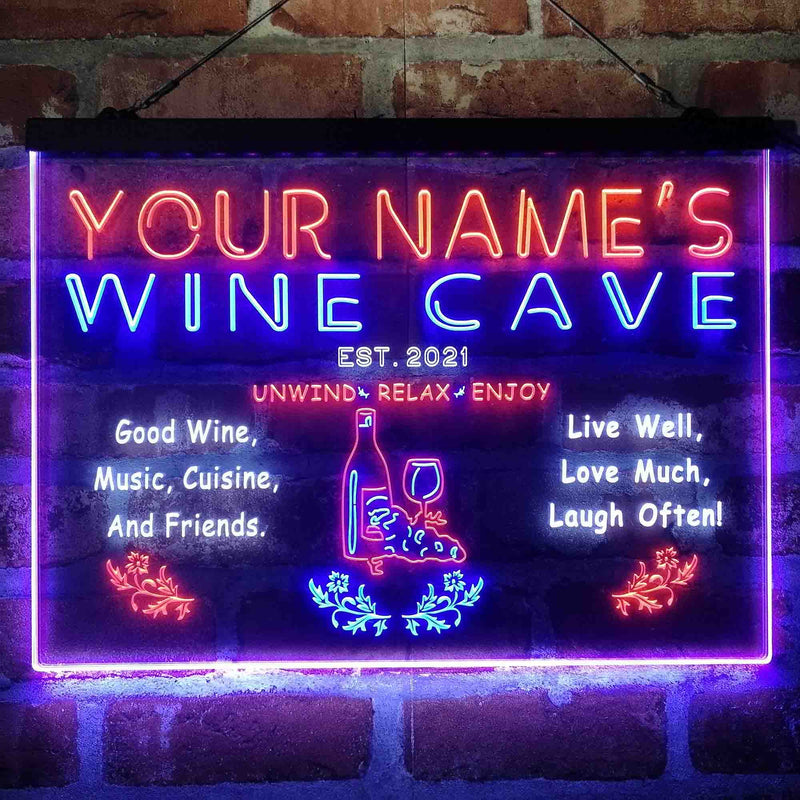 Personalized Wine Cave Deluxe App-Enabled 3-Color LED Light Sign - LED Gift Works