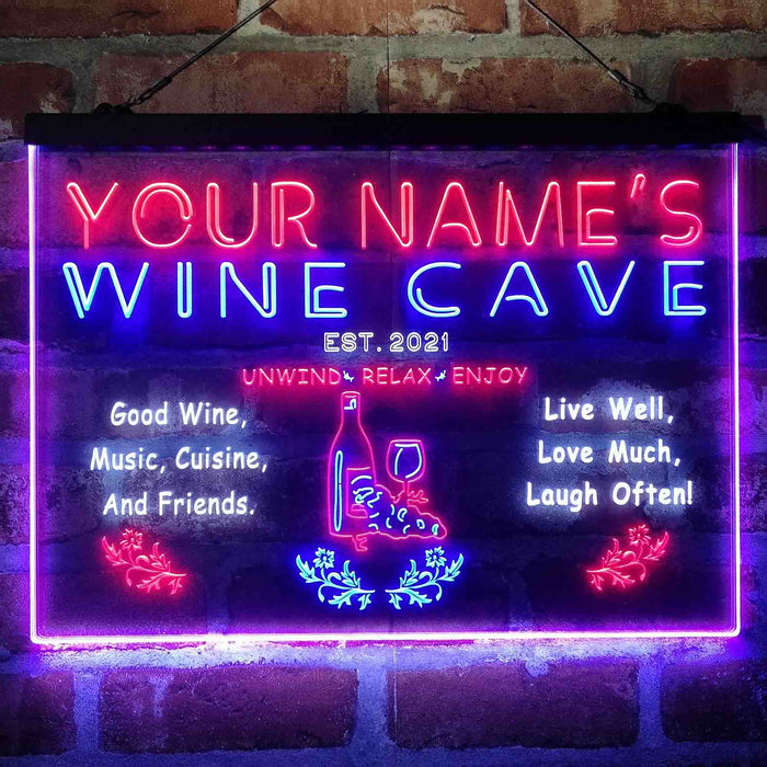 Personalized Wine Cave Deluxe App-Enabled 3-Color LED Light Sign - Way Up Gifts