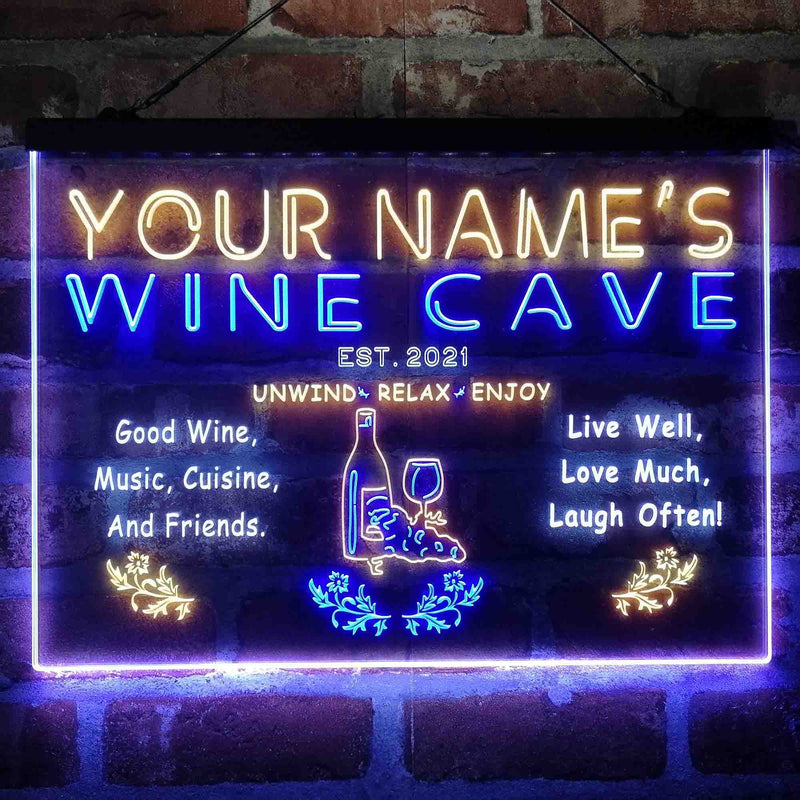 Personalized Wine Cave Deluxe App-Enabled 3-Color LED Light Sign - LED Gift Works