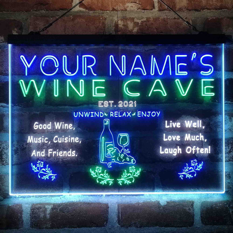 Personalized Wine Cave Deluxe App-Enabled 3-Color LED Light Sign - LED Gift Works