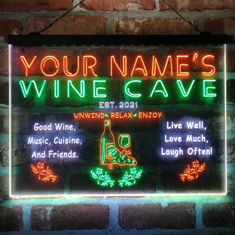 Personalized Wine Cave Deluxe App-Enabled 3-Color LED Light Sign - LED Gift Works