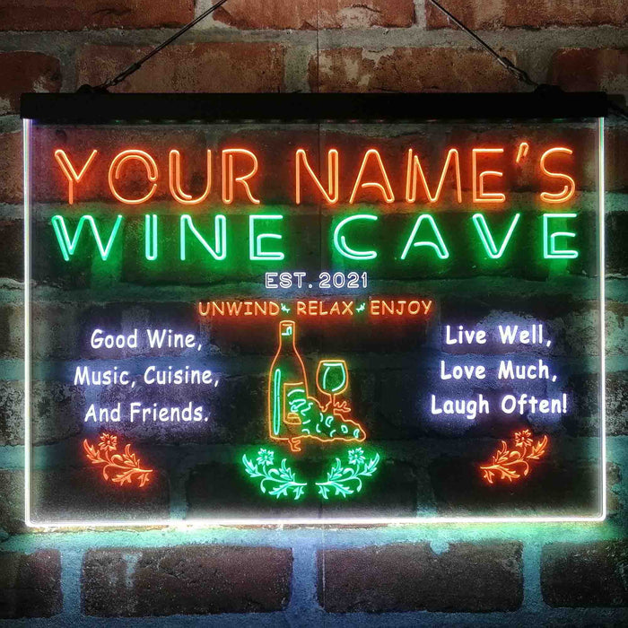 Personalized Wine Cave Deluxe App-Enabled 3-Color LED Light Sign - Way Up Gifts