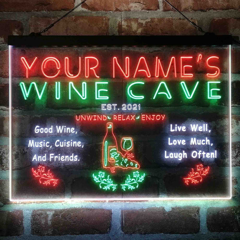 Personalized Wine Cave Deluxe App-Enabled 3-Color LED Light Sign - LED Gift Works