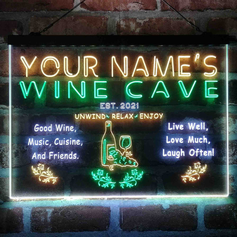 Personalized Wine Cave Deluxe App-Enabled 3-Color LED Light Sign - LED Gift Works