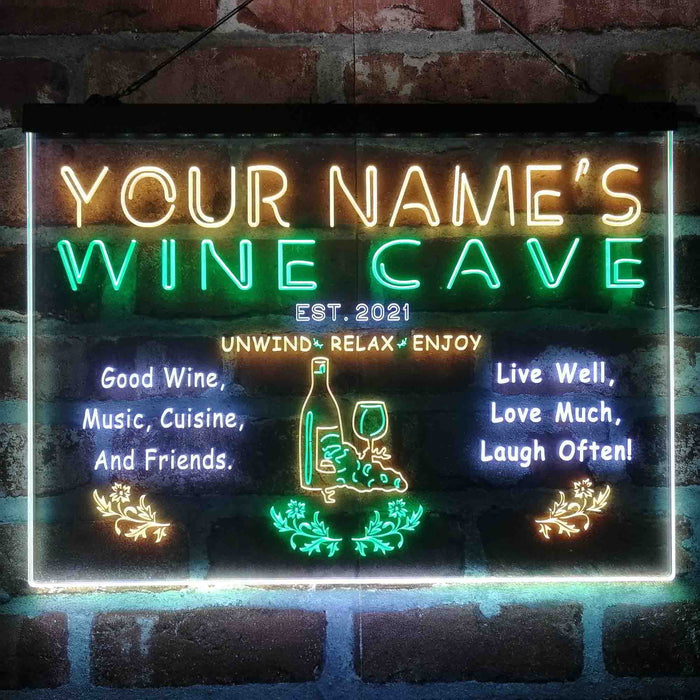 Personalized Wine Cave Deluxe App-Enabled 3-Color LED Light Sign - Way Up Gifts