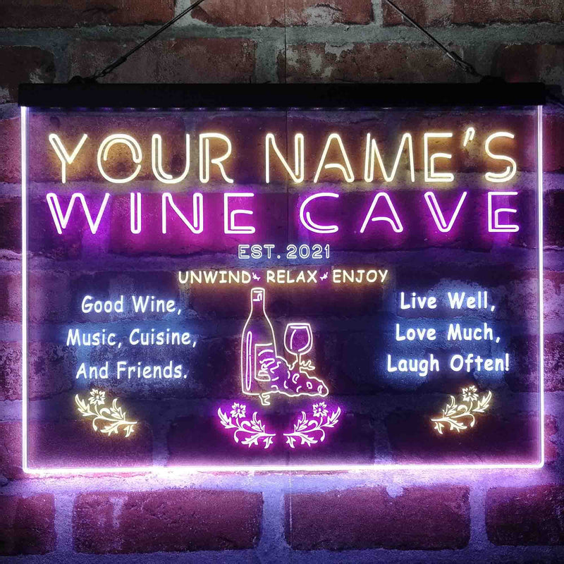 Personalized Wine Cave Deluxe App-Enabled 3-Color LED Light Sign - LED Gift Works