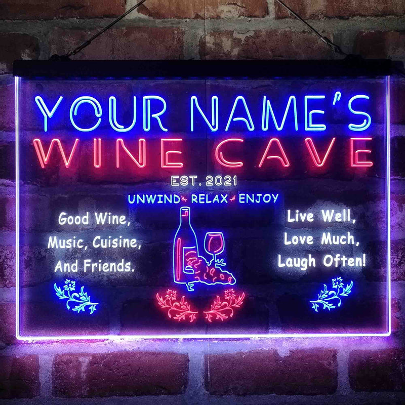 Personalized Wine Cave Deluxe App-Enabled 3-Color LED Light Sign - LED Gift Works