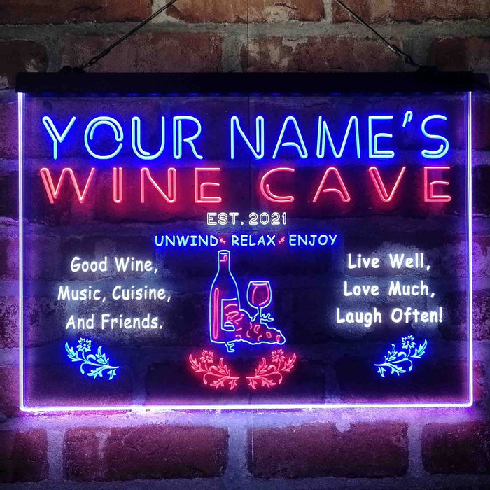 Personalized Wine Cave Deluxe App-Enabled 3-Color LED Light Sign - Way Up Gifts