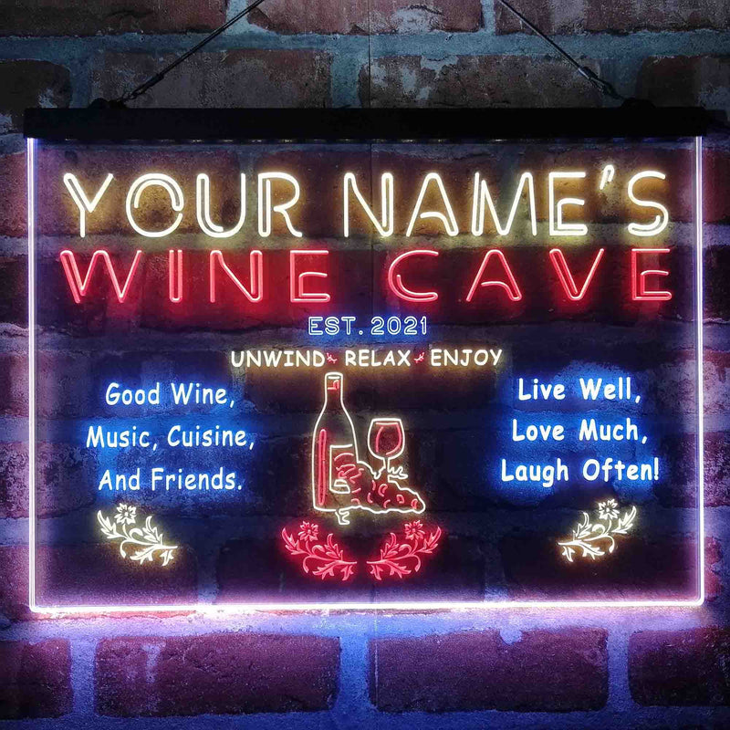 Personalized Wine Cave Deluxe App-Enabled 3-Color LED Light Sign - LED Gift Works