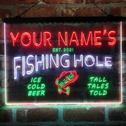 Personalized Fishing Hole Cabin Deluxe App-Enabled 3-Color LED Light Sign - LED Gift Works