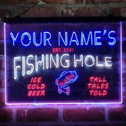 Personalized Fishing Hole Cabin Deluxe App-Enabled 3-Color LED Light Sign - LED Gift Works