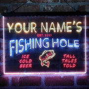 Personalized Fishing Hole Cabin Deluxe App-Enabled 3-Color LED Light Sign - LED Gift Works