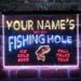 Personalized Fishing Hole Cabin Deluxe App-Enabled 3-Color LED Light Sign - Way Up Gifts
