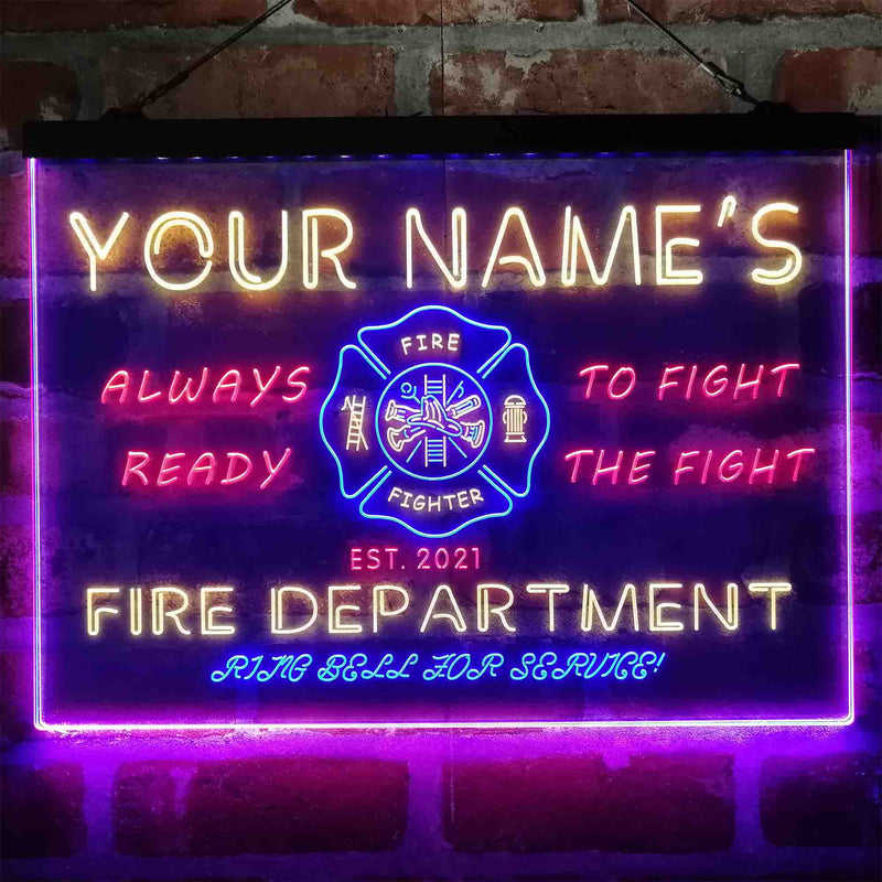 Personalized Fire Department Fighter Deluxe App-Enabled 3-Color LED Light Sign - LED Gift Works
