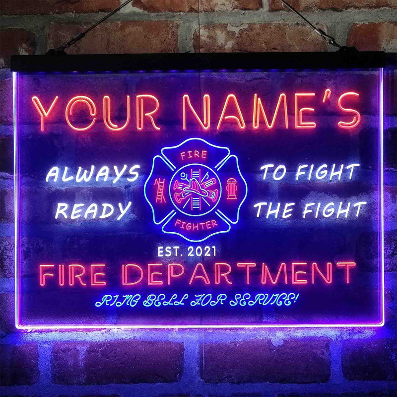 Personalized Fire Department Fighter Deluxe App-Enabled 3-Color LED Light Sign - LED Gift Works