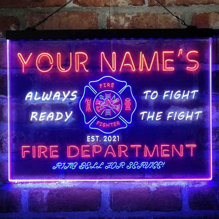 Personalized Fire Department Fighter Deluxe App-Enabled 3-Color LED Light Sign - Way Up Gifts