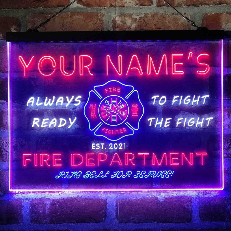 Personalized Fire Department Fighter Deluxe App-Enabled 3-Color LED Light Sign - LED Gift Works