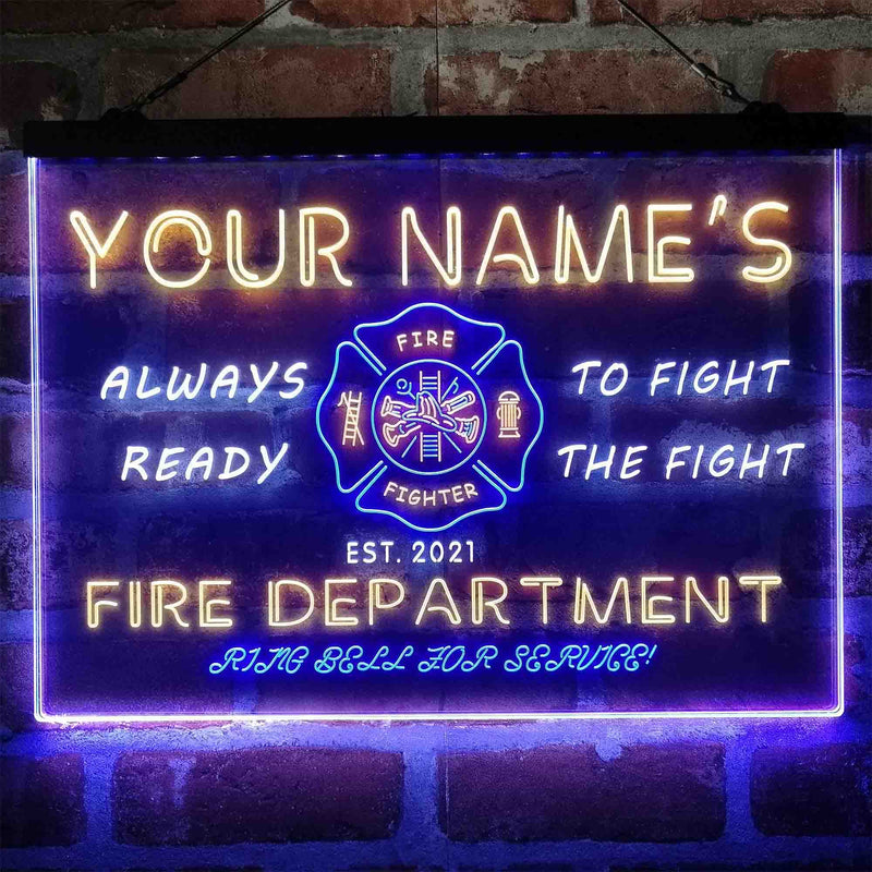 Personalized Fire Department Fighter Deluxe App-Enabled 3-Color LED Light Sign - LED Gift Works